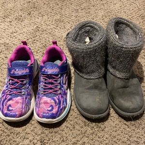 Little girls size 13 light up sneaker & gray boots